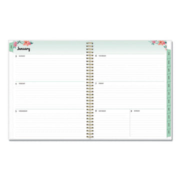 Blue Sky® Laurel Weekly-monthly Planner, Laurel Floral Artwork, 11 X 8.5, Green-pink-orange Cover, 12-month (jan To Dec): 2022 freeshipping - TVN Wholesale